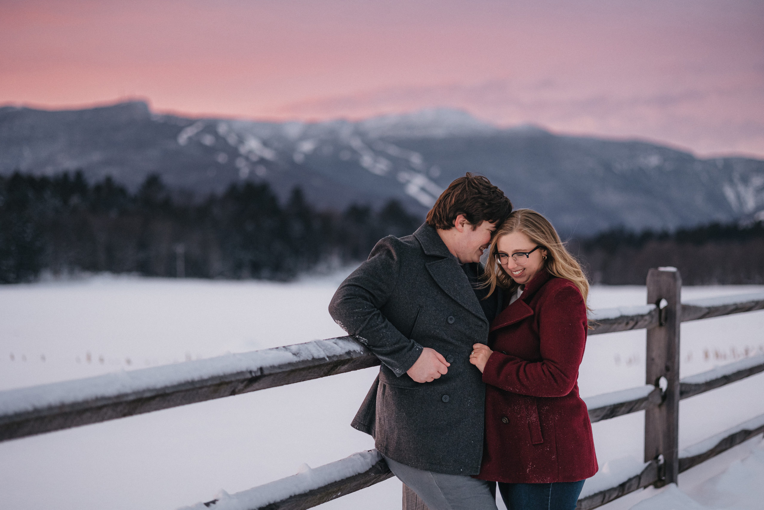 Couples engagement session at Stowe Mountain