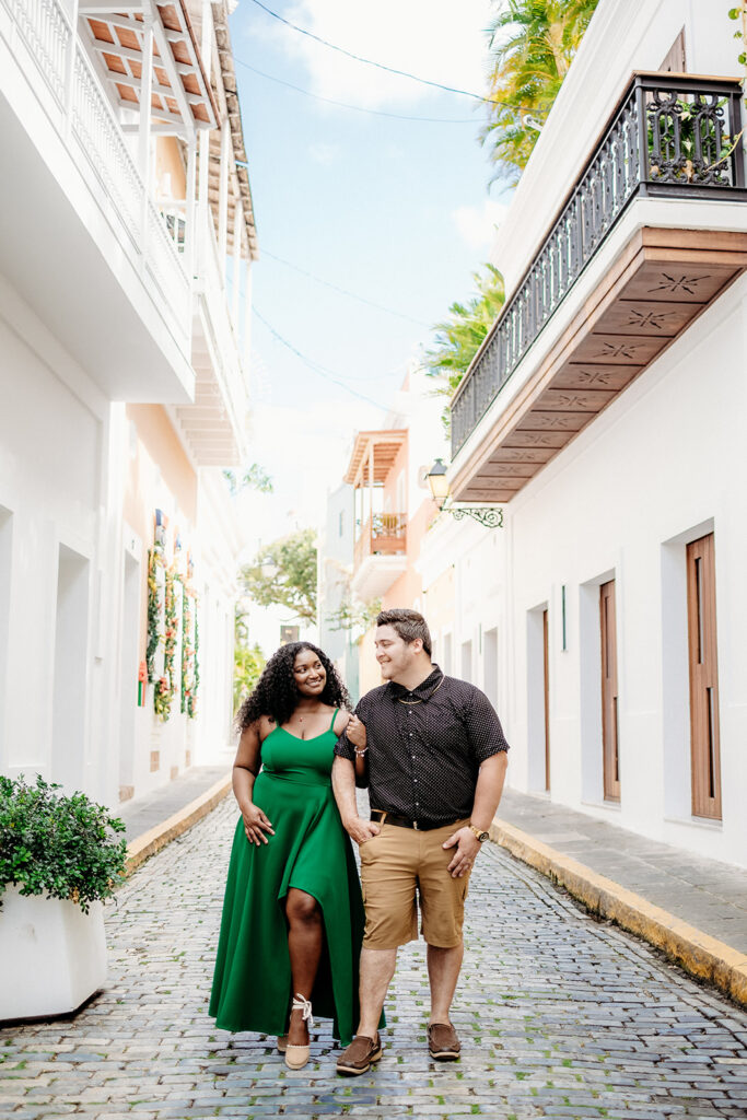 Colorful city of San Juan for an adventure session day after their destination wedding.