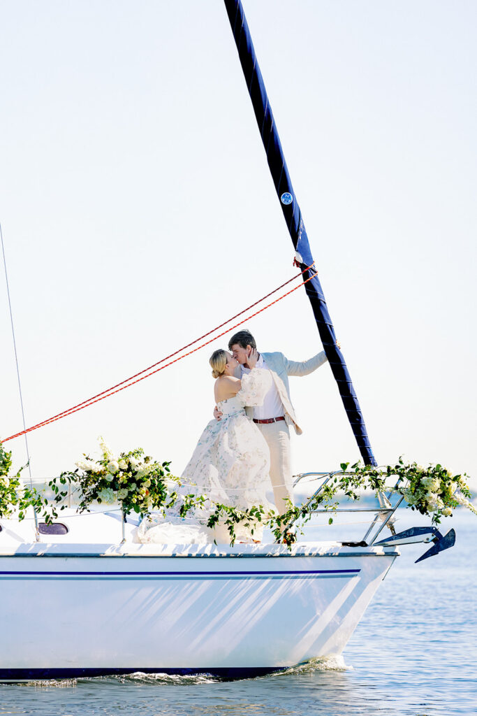 sailing couple of the eastern coast for a colorful destination wedding