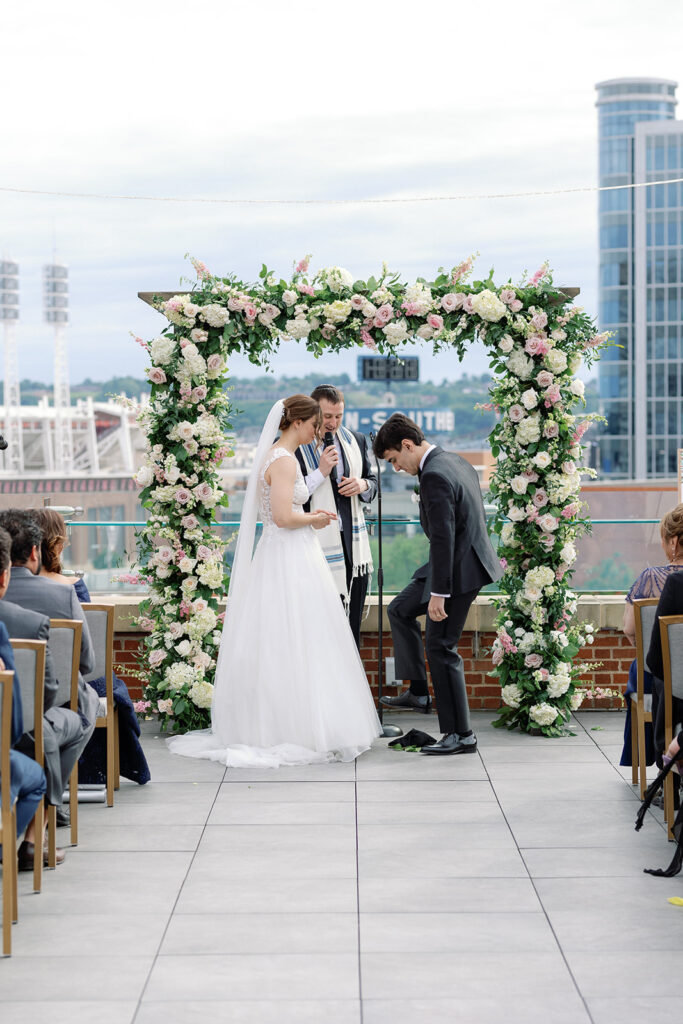 Rooftop view from Lytle Park Hotel for  the ceremony. A traditional glass breaking. 