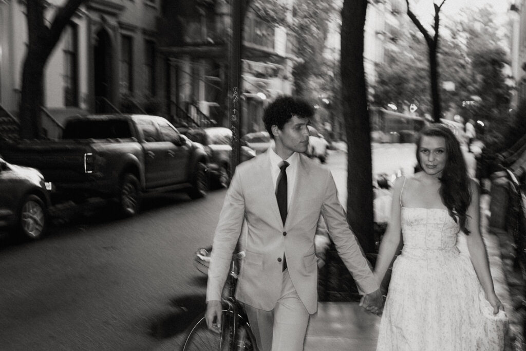 walking during New York couples session