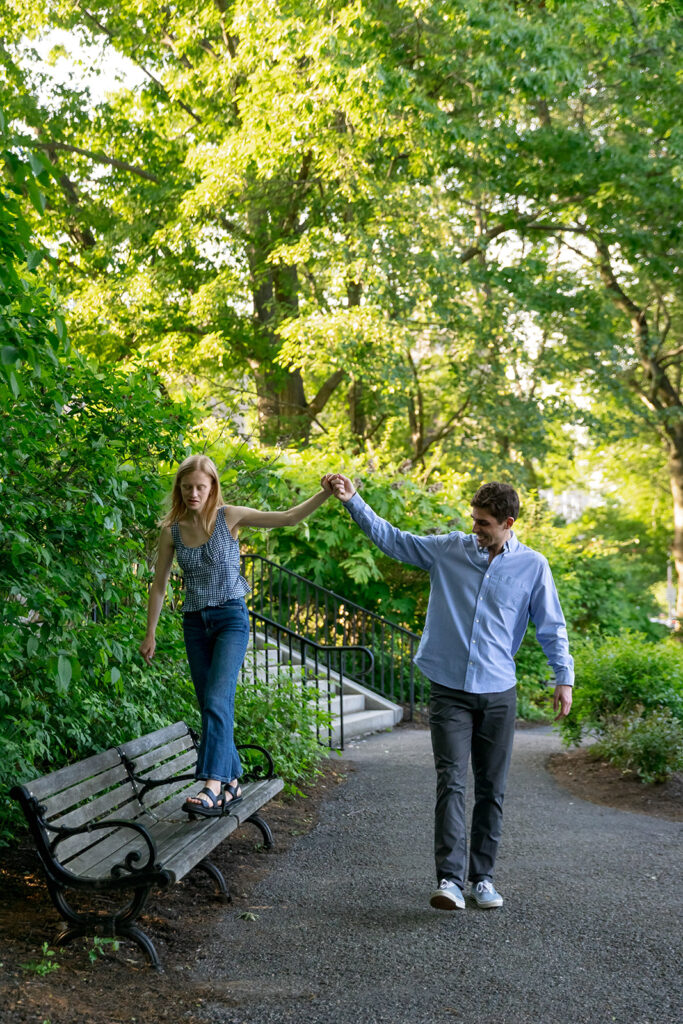 Couple standing in a Boston park