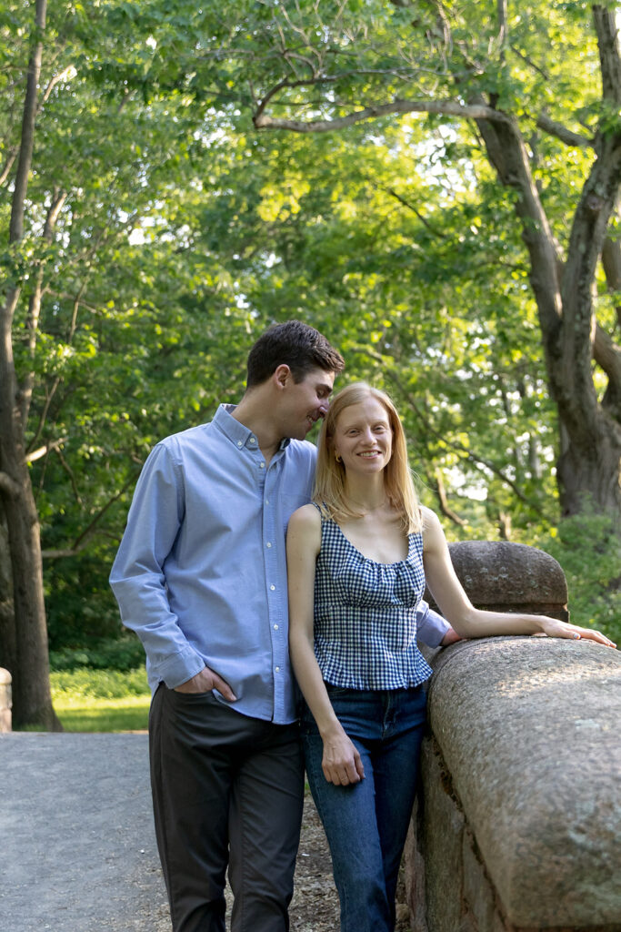 Couple standing in a Boston park