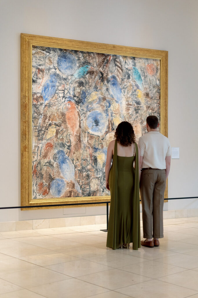 2025 wedding couple enjoying their engagement session at the Dayton Art Institute