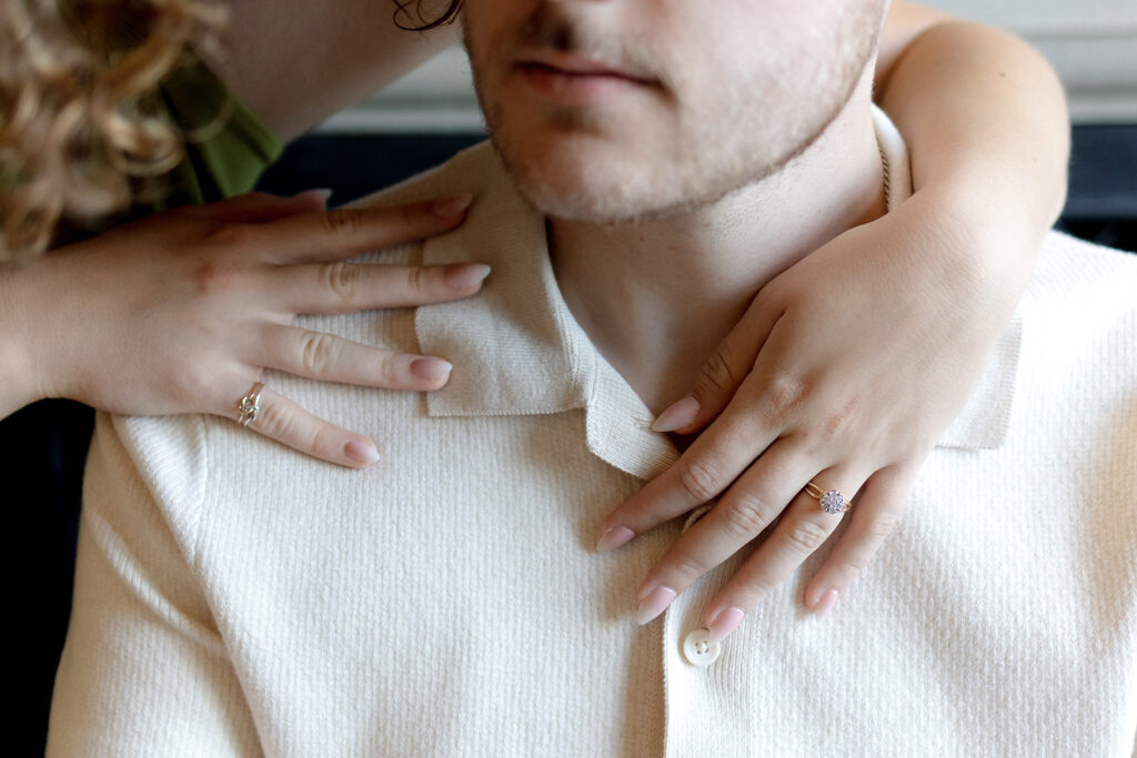2025 wedding couple enjoying their engagement session at the Dayton Art Institute