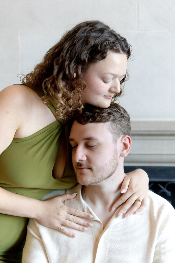 2025 wedding couple enjoying their engagement session at the Dayton Art Institute