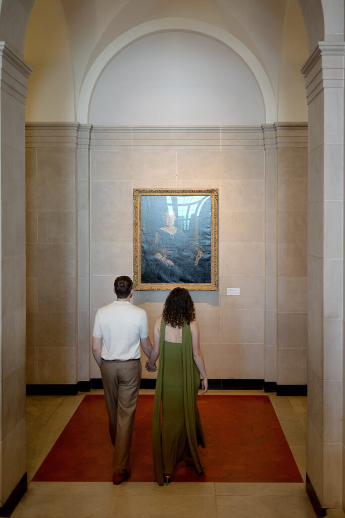 2025 wedding couple enjoying their engagement session at the Dayton Art Institute