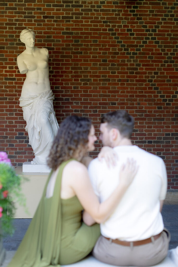 2025 wedding couple enjoying their engagement session at the Dayton Art Institute