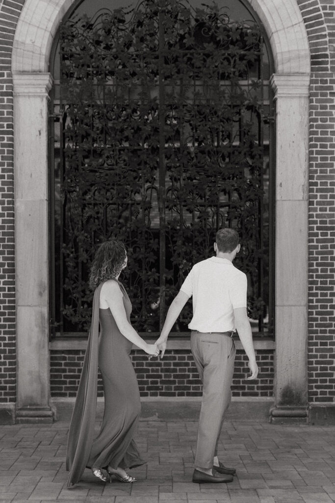 2025 wedding couple enjoying their engagement session at the Dayton Art Institute